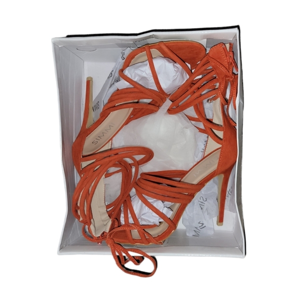 Orange Lindsey Strappy Heels From Simmi Shoes - Picture 1 of 7